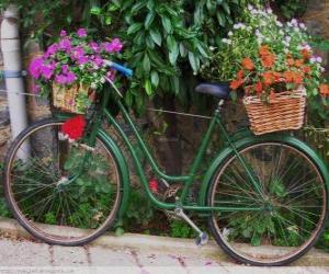 yapboz Sepet çiçek dolu ile Bisiklet